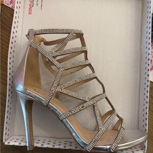 Forever Young Shimmering Silver Strappy Heels